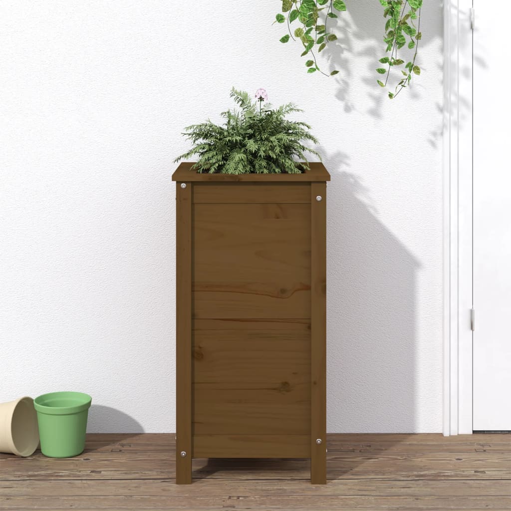 Fioriera Rialzata Giardino Grigia 119,5X82,5X78Cm Massello Pino