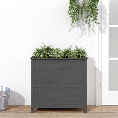 Fioriera Rialzata Giardino Grigia 119,5X82,5X78Cm Massello Pino