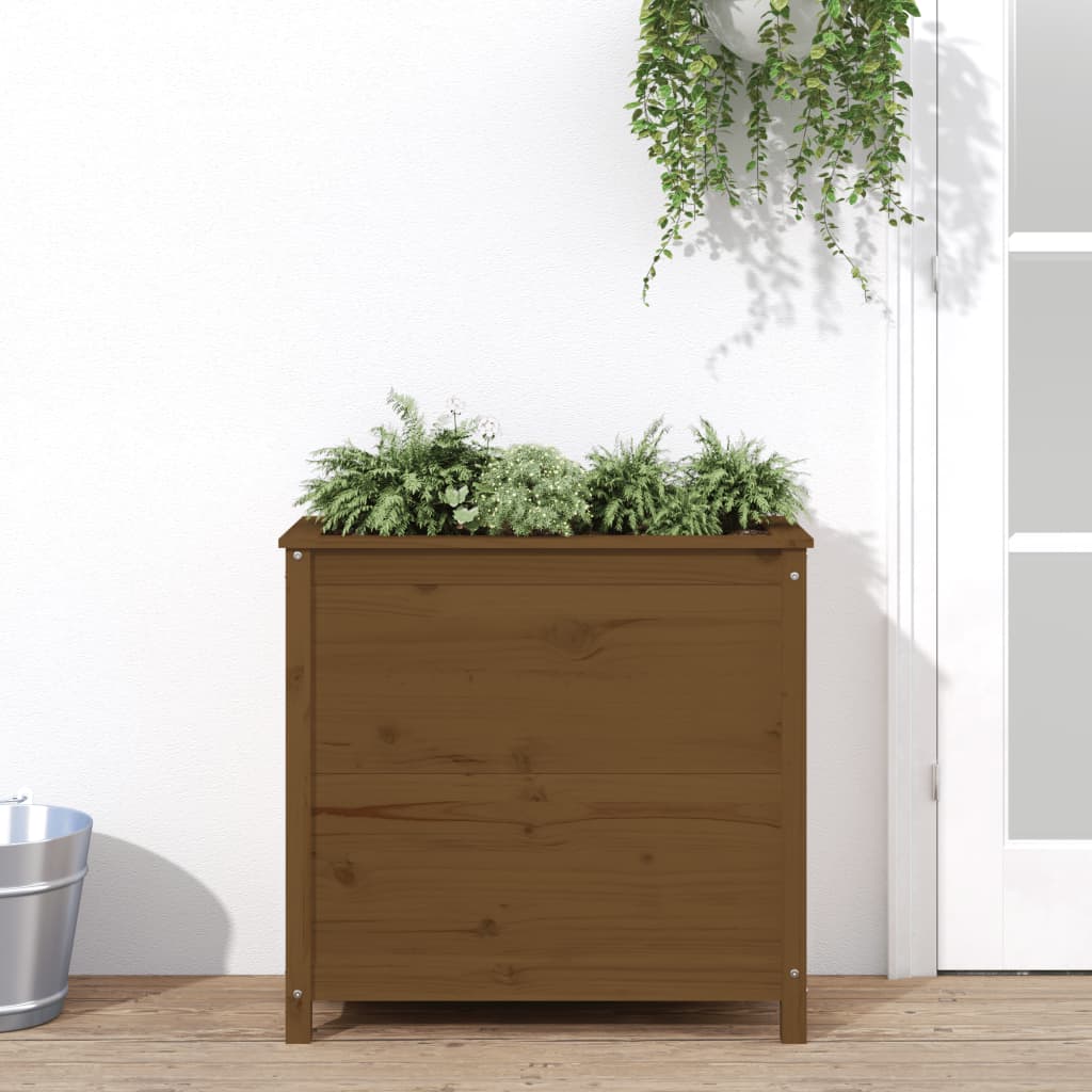 Fioriera Rialzata Giardino Grigia 119,5X82,5X78Cm Massello Pino