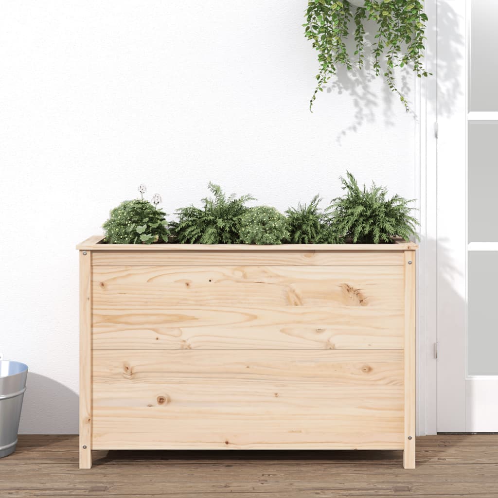Fioriera Rialzata Giardino Grigia 119,5X82,5X78Cm Massello Pino