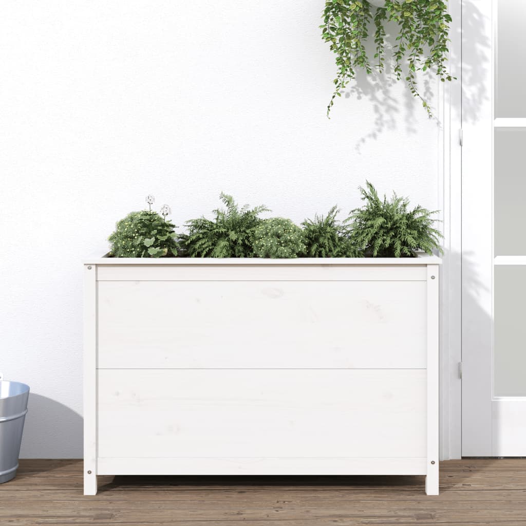 Fioriera Rialzata Giardino Grigia 119,5X82,5X78Cm Massello Pino