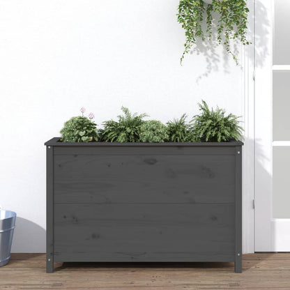 Fioriera Rialzata Giardino Grigia 119,5X82,5X78Cm Massello Pino