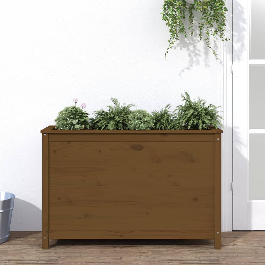 Fioriera Rialzata Giardino Grigia 119,5X82,5X78Cm Massello Pino