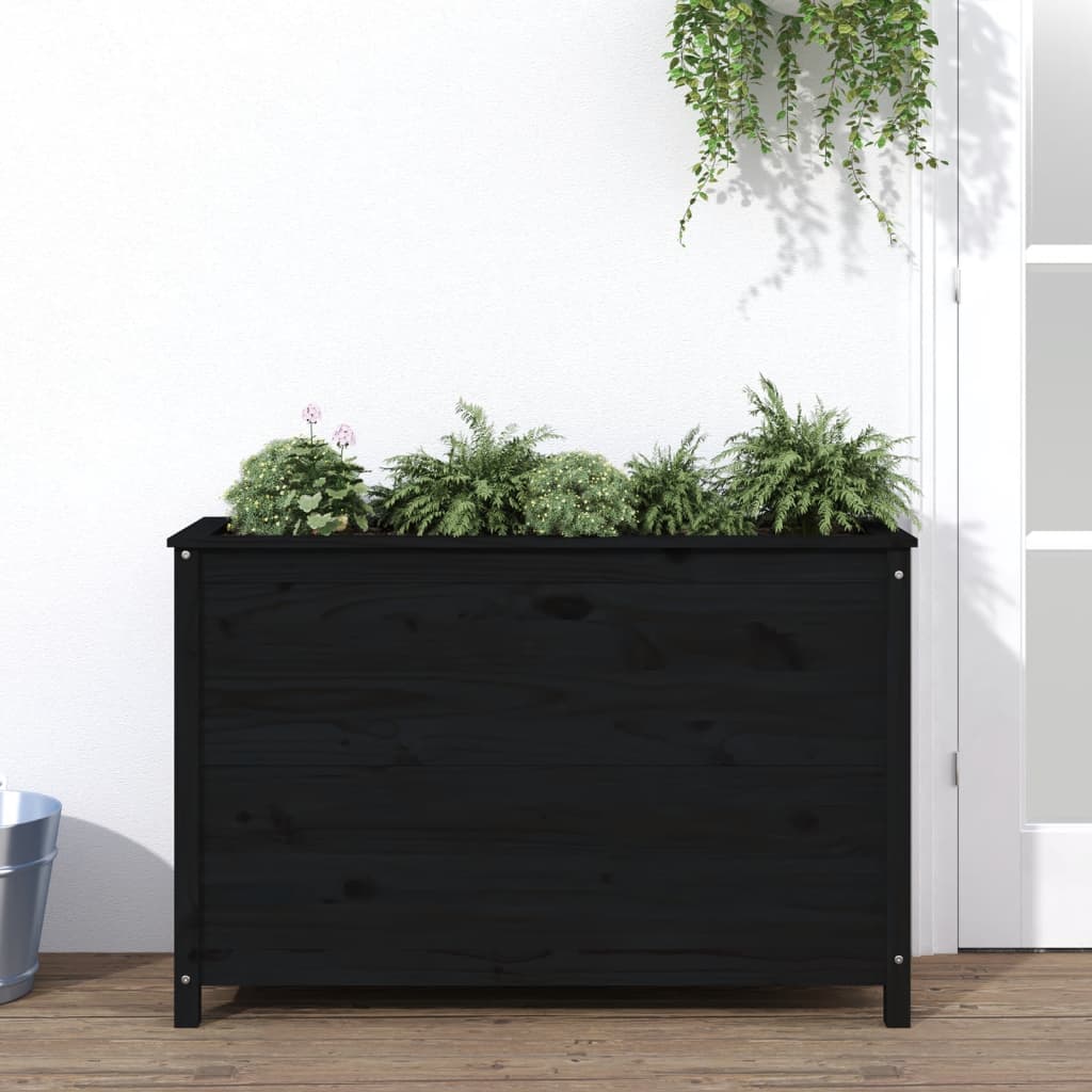 Fioriera Rialzata Giardino Grigia 119,5X82,5X78Cm Massello Pino