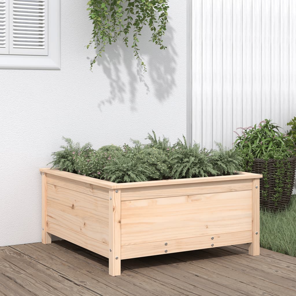 Fioriera Rialzata Giardino Grigia 119,5X82,5X78Cm Massello Pino