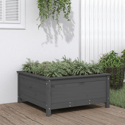 Fioriera Rialzata Giardino Grigia 119,5X82,5X78Cm Massello Pino