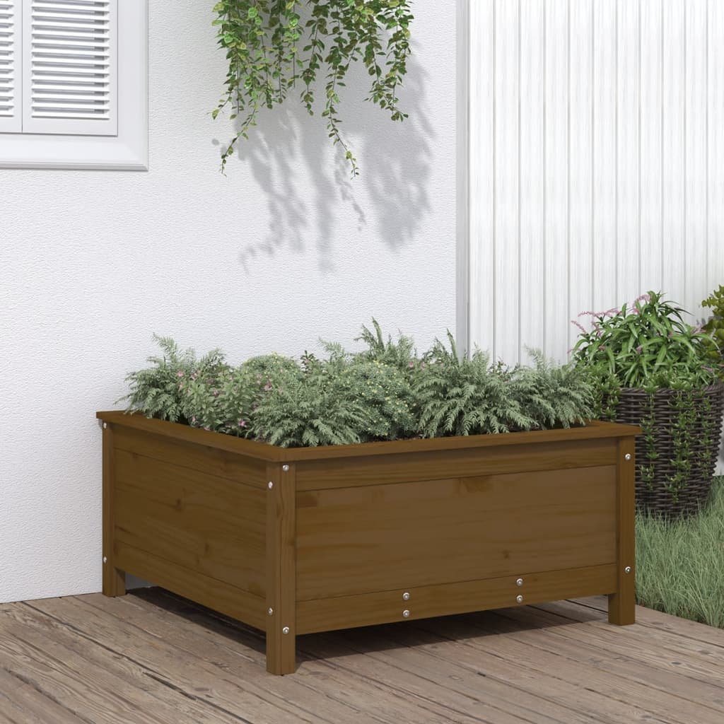 Fioriera Rialzata Giardino Grigia 119,5X82,5X78Cm Massello Pino
