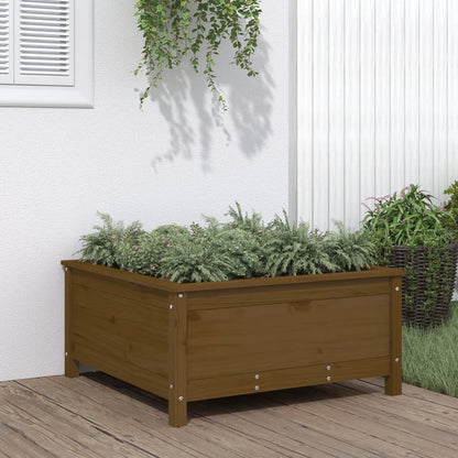 Fioriera Rialzata Giardino Grigia 119,5X82,5X78Cm Massello Pino