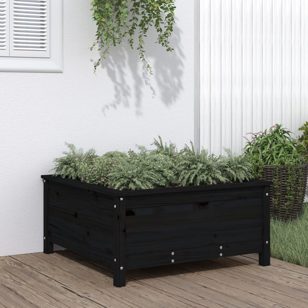 Fioriera Rialzata Giardino Grigia 119,5X82,5X78Cm Massello Pino