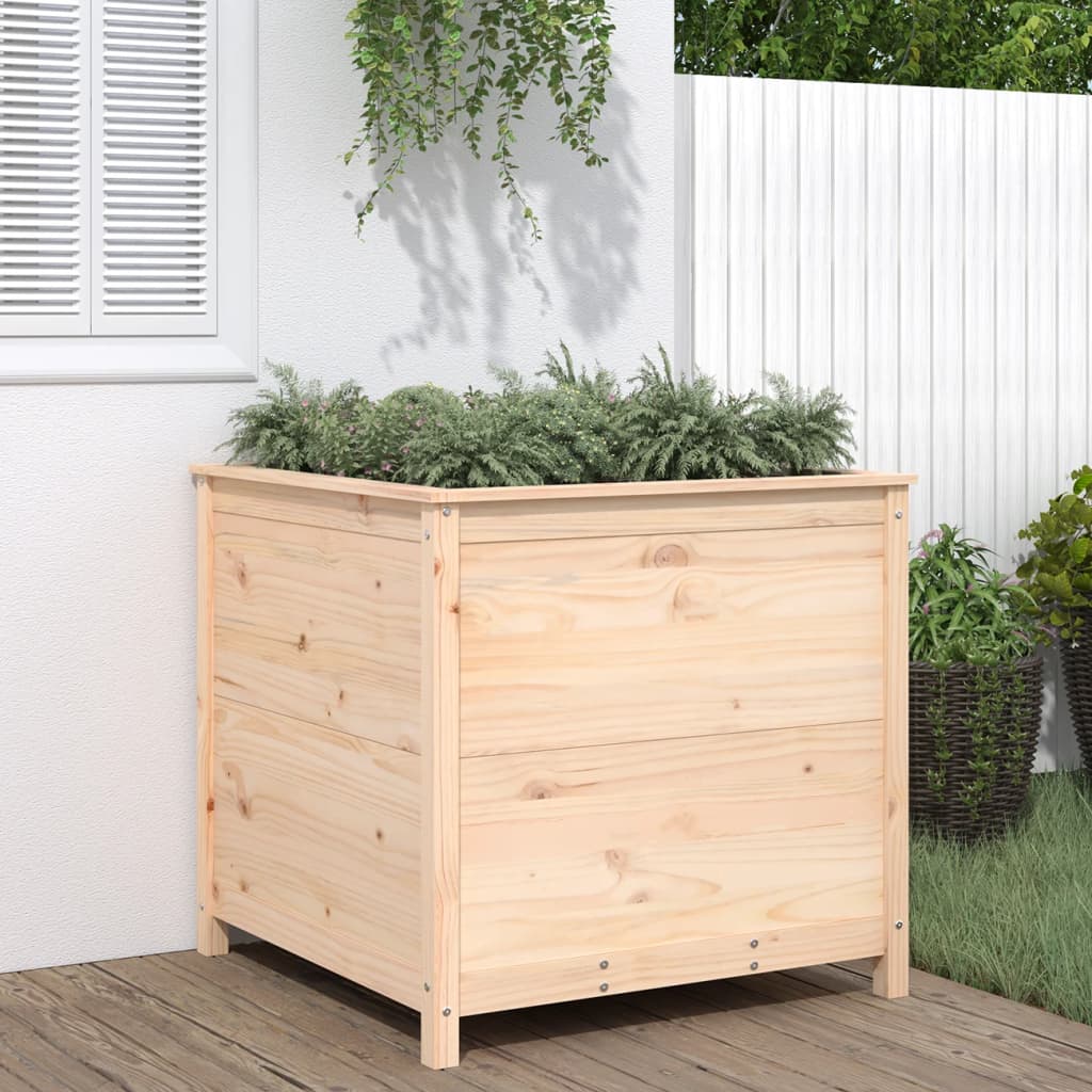 Fioriera Rialzata Giardino Grigia 119,5X82,5X78Cm Massello Pino