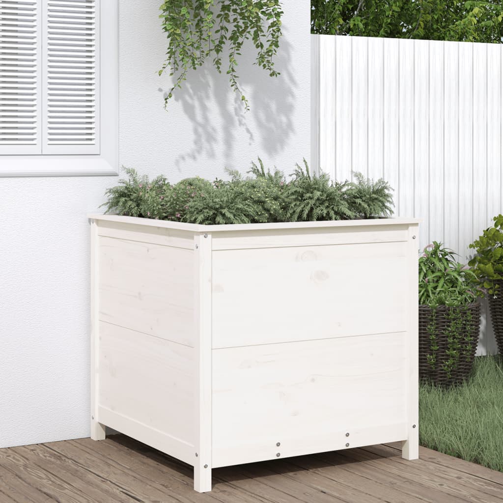Fioriera Rialzata Giardino Grigia 119,5X82,5X78Cm Massello Pino