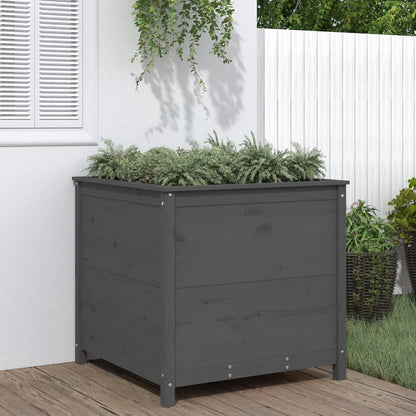Fioriera Rialzata Giardino Grigia 119,5X82,5X78Cm Massello Pino