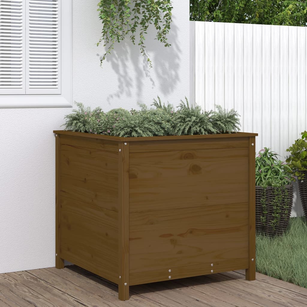 Fioriera Rialzata Giardino Grigia 119,5X82,5X78Cm Massello Pino