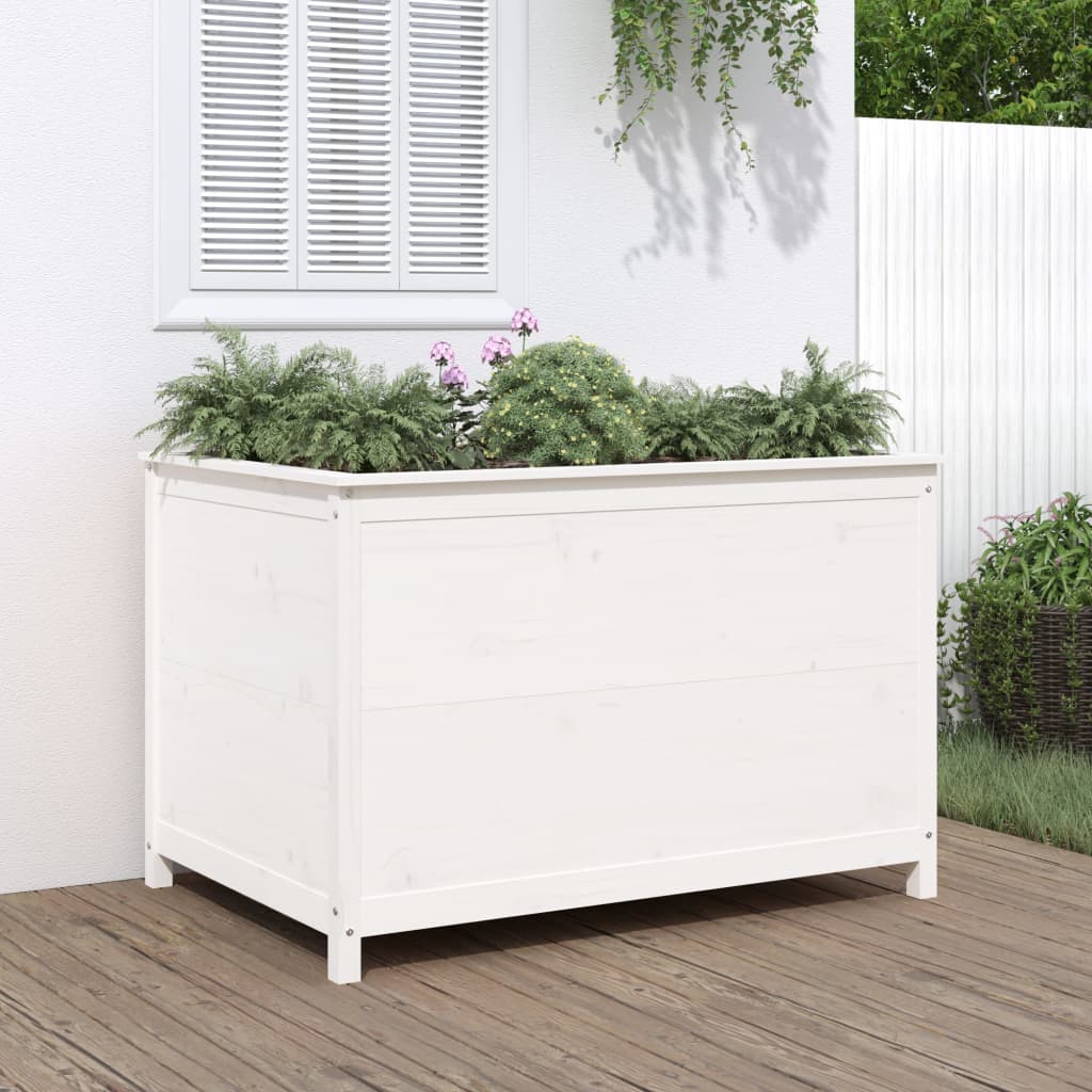 Fioriera Rialzata Giardino Grigia 119,5X82,5X78Cm Massello Pino
