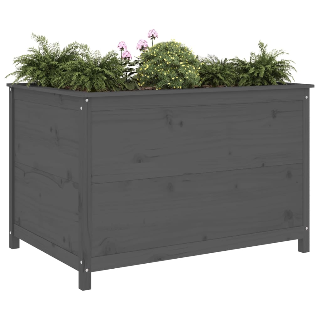 Fioriera Rialzata Giardino Grigia 119,5X82,5X78Cm Massello Pino