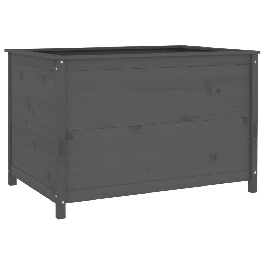 Fioriera Rialzata Giardino Grigia 119,5X82,5X78Cm Massello Pino