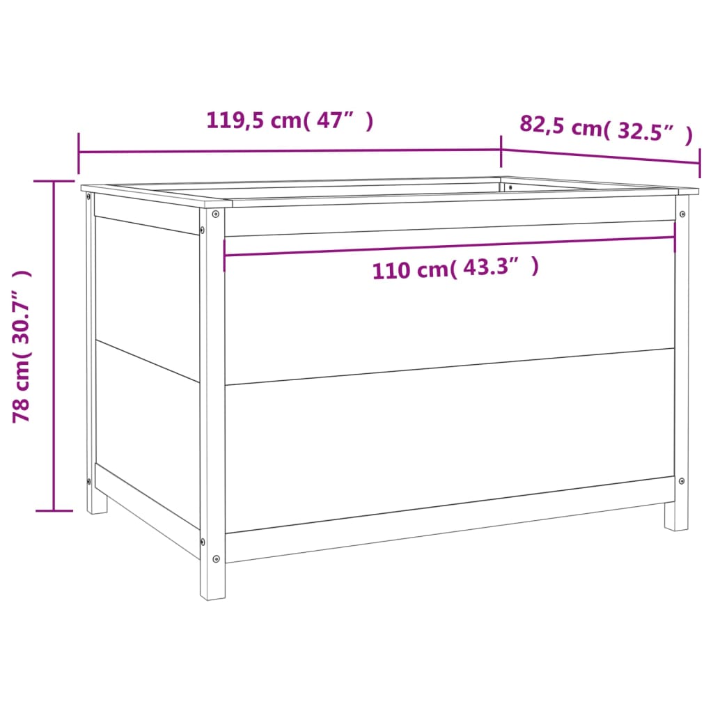 Fioriera Rialzata Giardino Grigia 119,5X82,5X78Cm Massello Pino