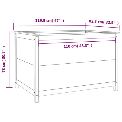 Fioriera Rialzata Giardino Grigia 119,5X82,5X78Cm Massello Pino