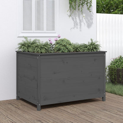 Fioriera Rialzata Giardino Grigia 119,5X82,5X78Cm Massello Pino
