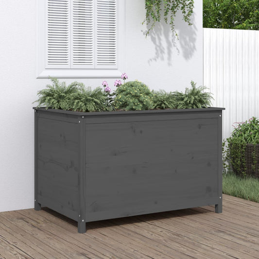 Fioriera Rialzata Giardino Grigia 119,5X82,5X78Cm Massello Pino