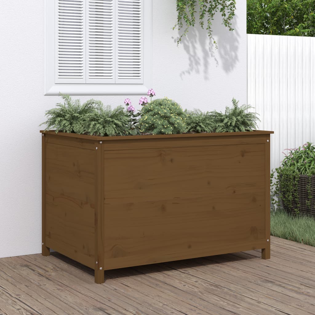 Fioriera Rialzata Giardino Grigia 119,5X82,5X78Cm Massello Pino