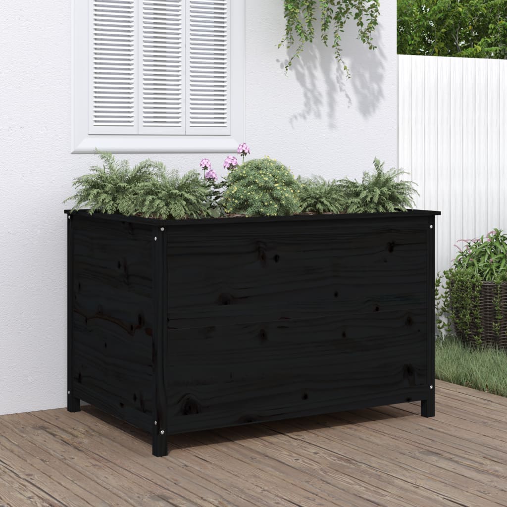 Fioriera Rialzata Giardino Grigia 119,5X82,5X78Cm Massello Pino