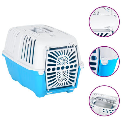 Trasportino Per Animali Bianco E Blu 48X31,5X33Cm Polipropilene