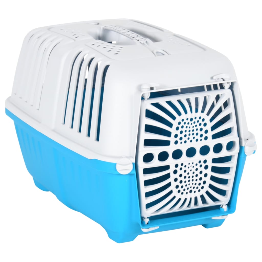 Trasportino Per Animali Bianco E Blu 48X31,5X33Cm Polipropilene