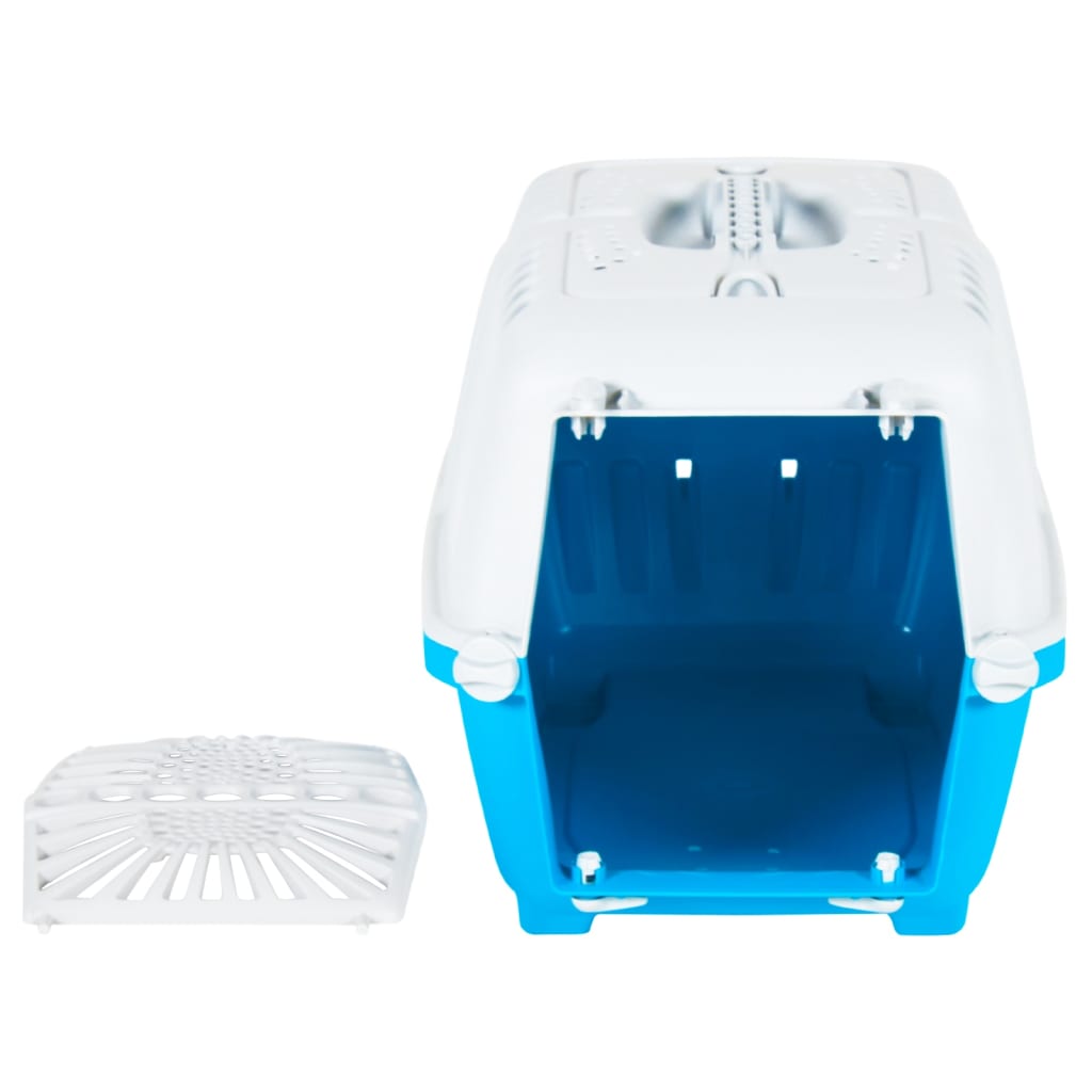 Trasportino Per Animali Bianco E Blu 48X31,5X33Cm Polipropilene