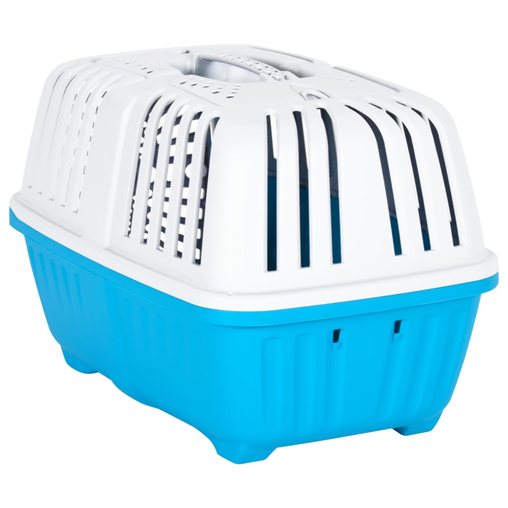 Trasportino Per Animali Bianco E Blu 48X31,5X33Cm Polipropilene