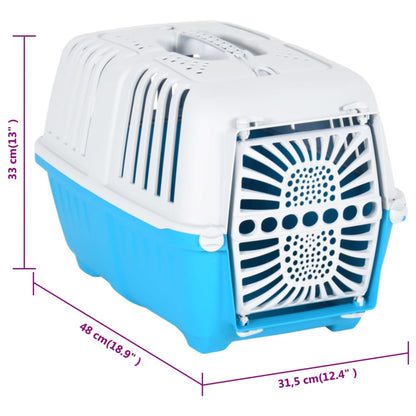 Trasportino Per Animali Bianco E Blu 48X31,5X33Cm Polipropilene