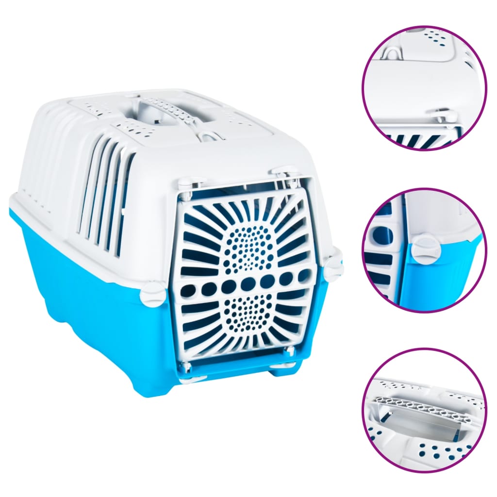 Trasportino Per Animali Bianco E Blu 48X31,5X33Cm Polipropilene