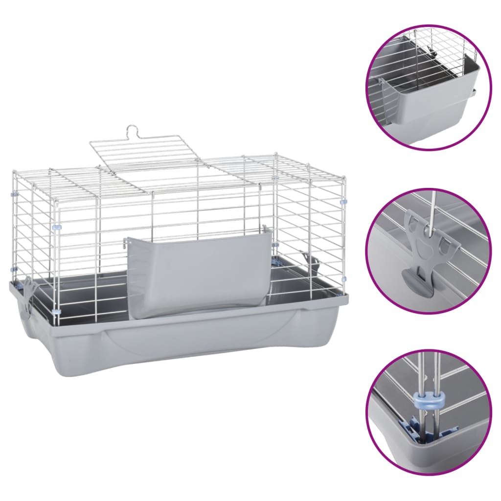 Gabbia Animali Piccoli Grigia 58X32X31Cm Polipropilene Metallo