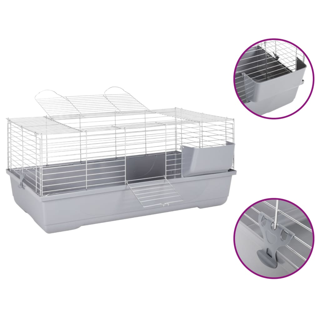 Gabbia Animali Piccoli Grigia 58X32X31Cm Polipropilene Metallo