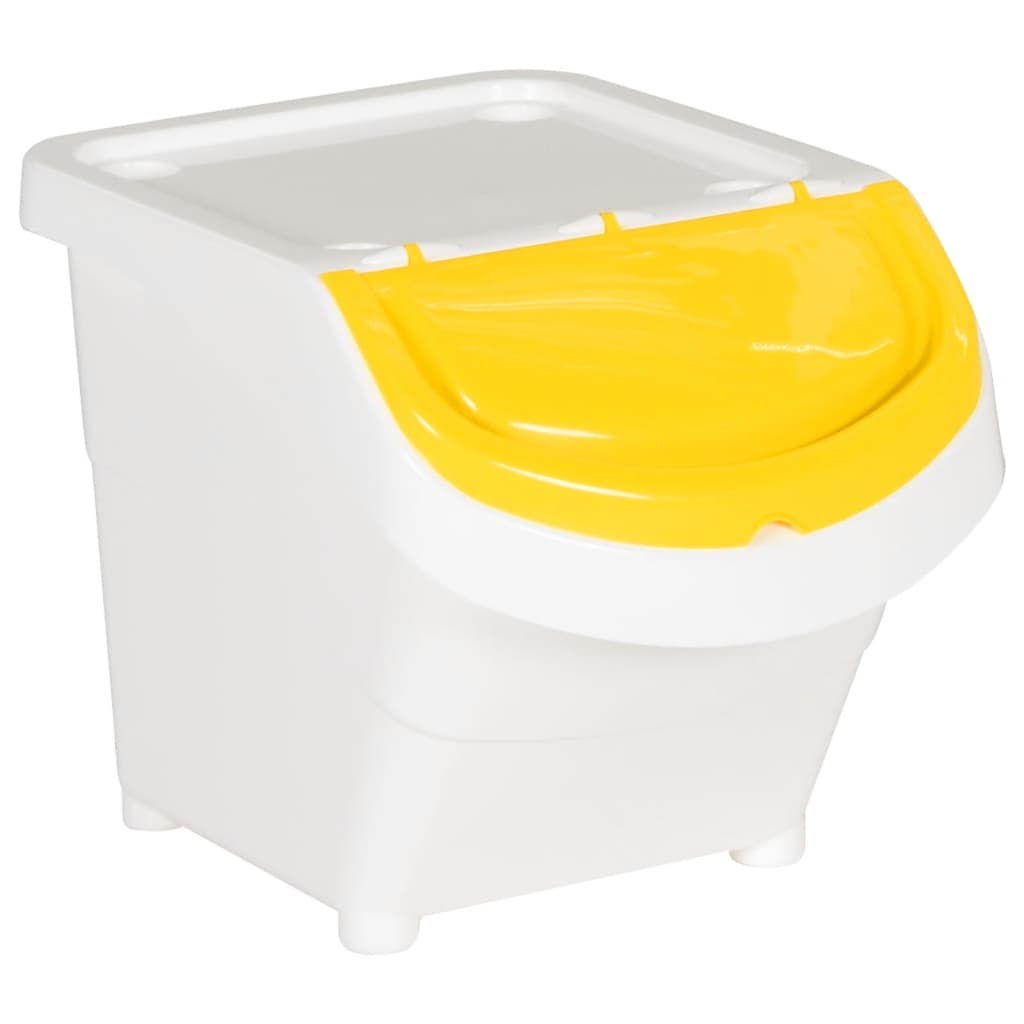 Cestini Per Rifiuti Impilabili Con Coperchi 3Pz Bianchi Pp