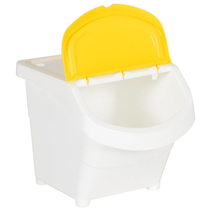 Cestini Per Rifiuti Impilabili Con Coperchi 3Pz Bianchi Pp