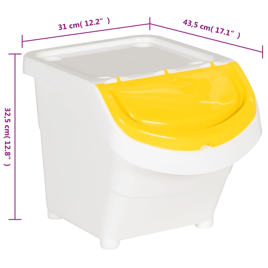 Cestini Per Rifiuti Impilabili Con Coperchi 3Pz Bianchi Pp