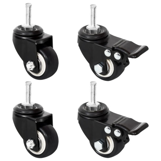 Ruote Per Fioriera 4 Pz Nere 8X3,5X8 Cm Ferro