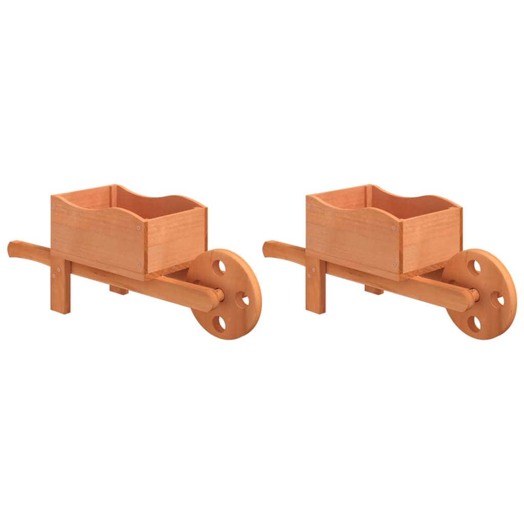 Fioriere A Carriola 2 Pz 47X15X19 Cm Legno Massello Di Abete Marrone Scuro