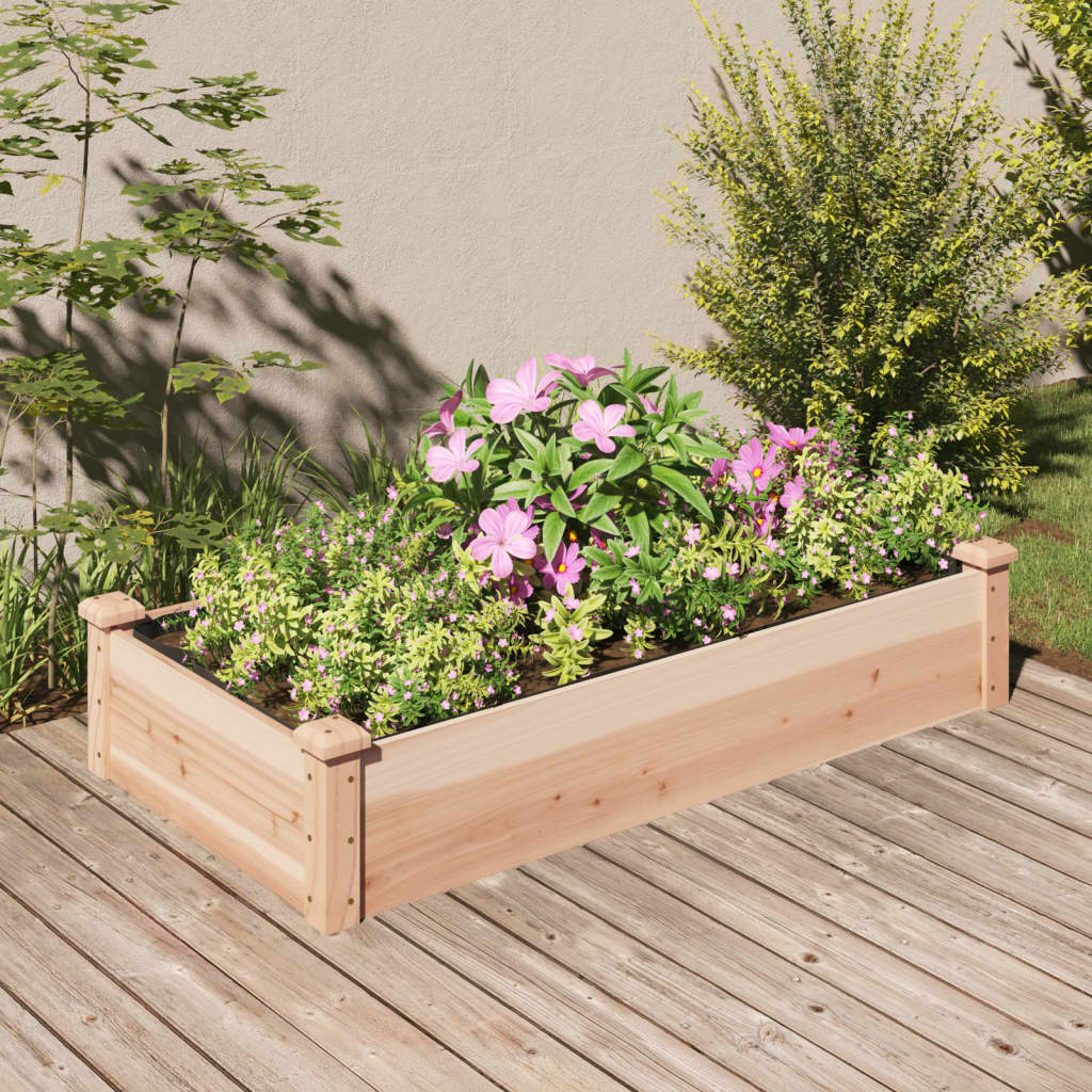 Fioriera Rialzata Da Giardino Fodera 120X60X25Cm Massello Abete