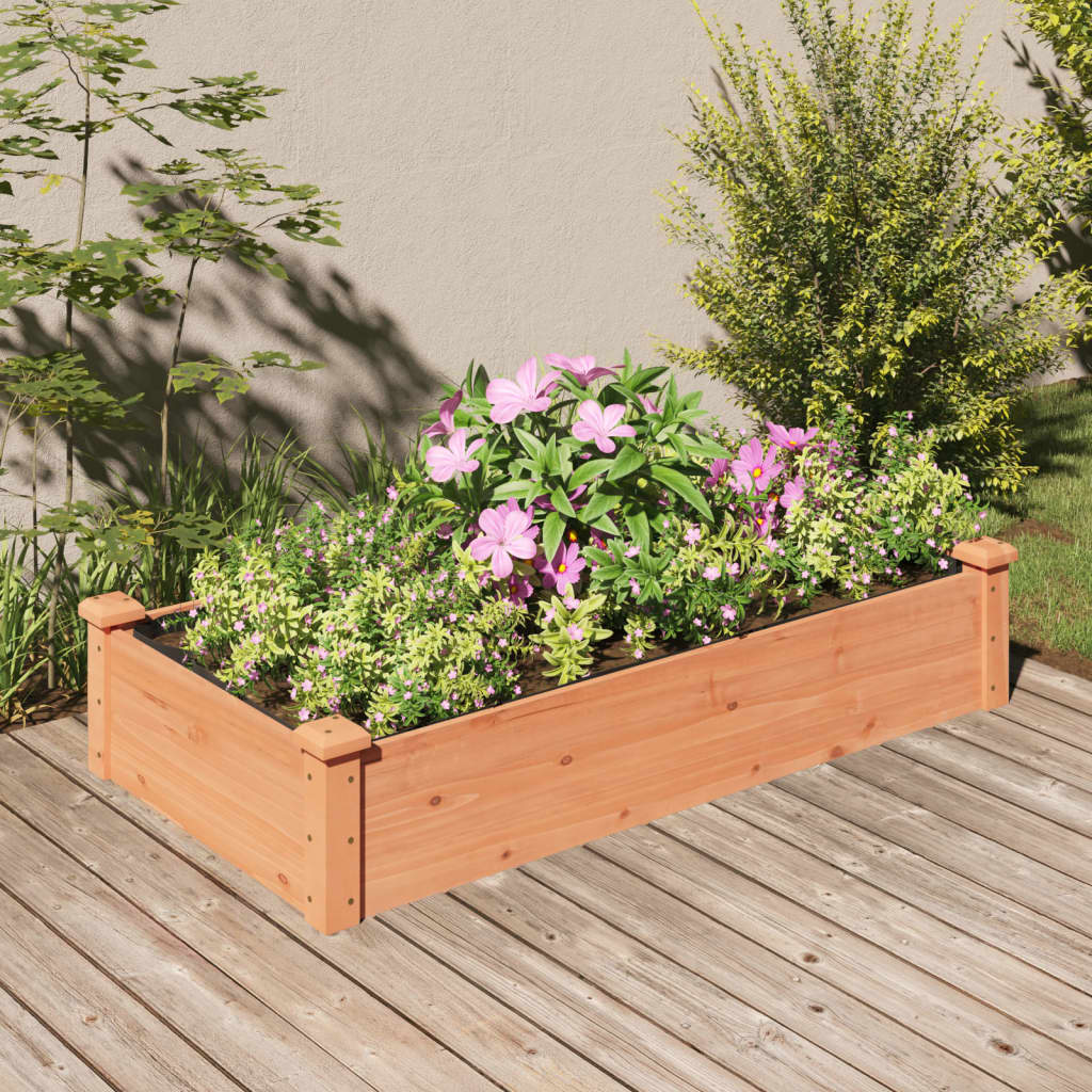 Fioriera Rialzata Da Giardino Fodera 120X60X25Cm Massello Abete