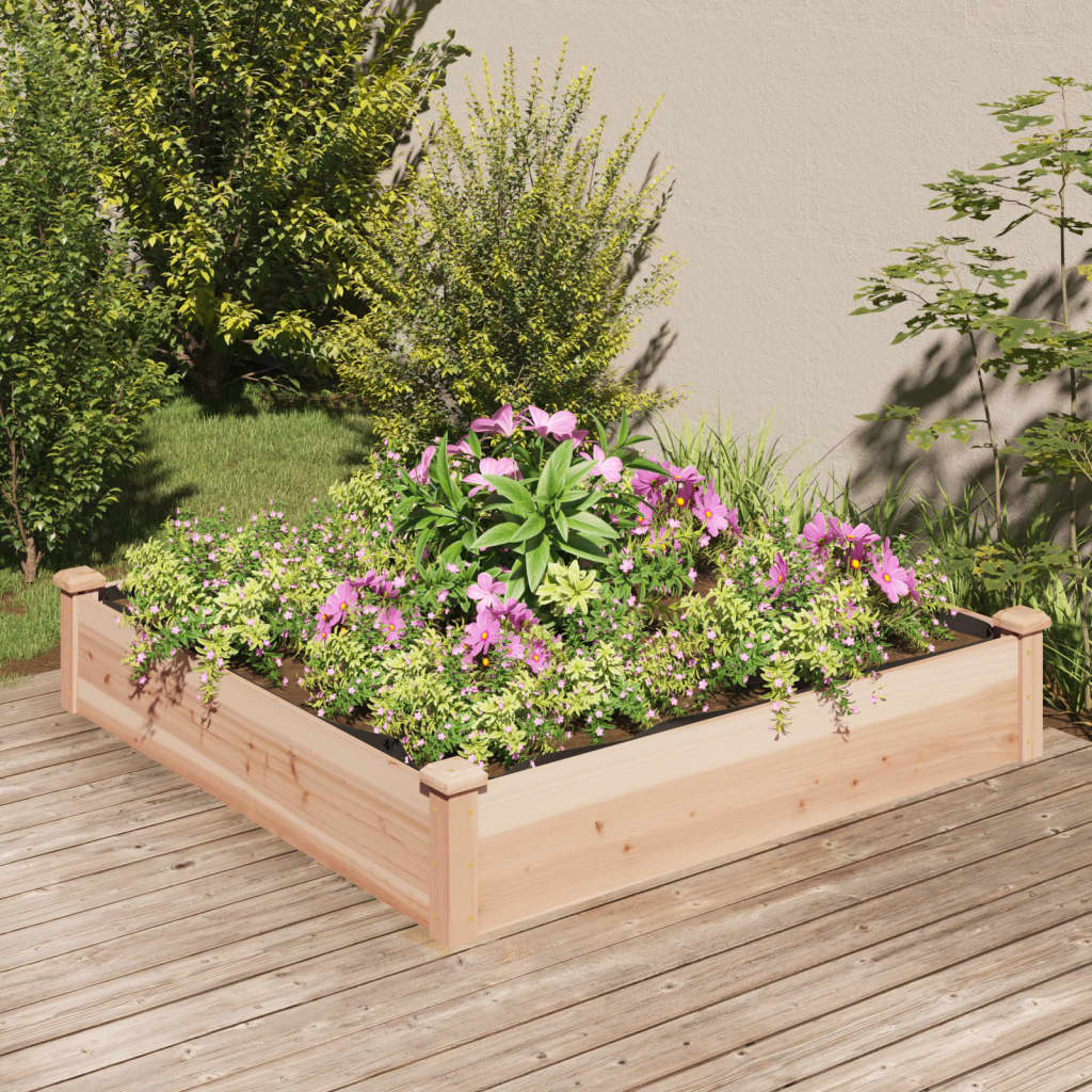 Fioriera Rialzata Da Giardino Fodera 120X60X25Cm Massello Abete