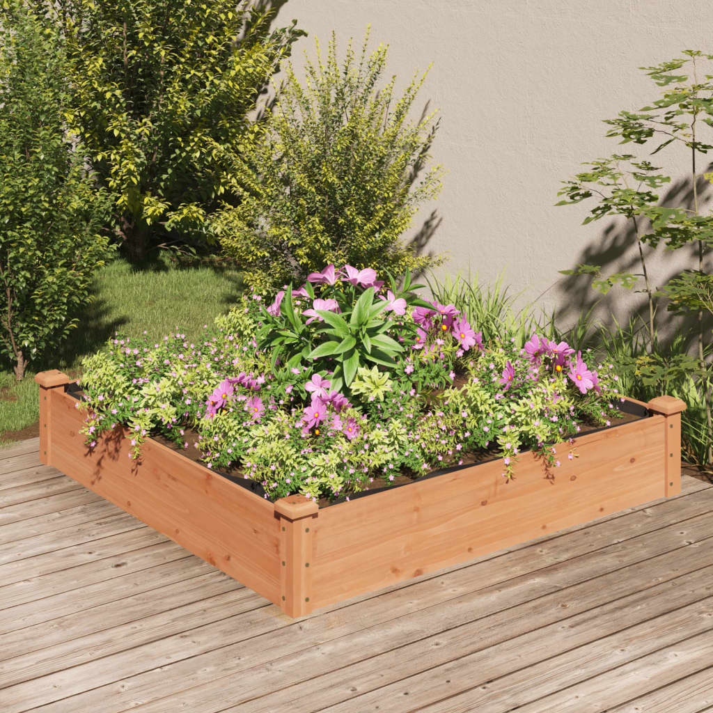 Fioriera Rialzata Da Giardino Fodera 120X60X25Cm Massello Abete