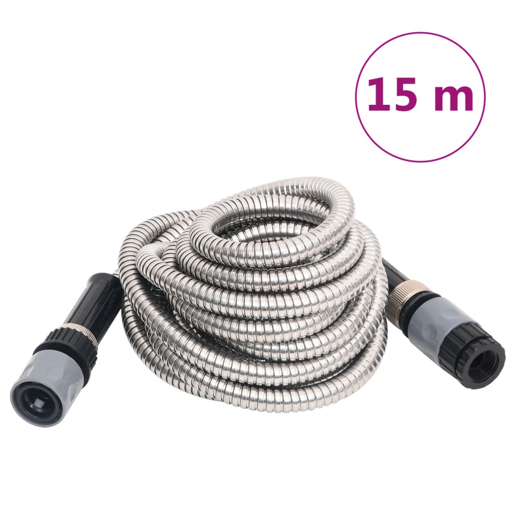 Tubo Da Giardino Con Ugello Spray Argento 20,6&quot; 22,5 M Acciaio
