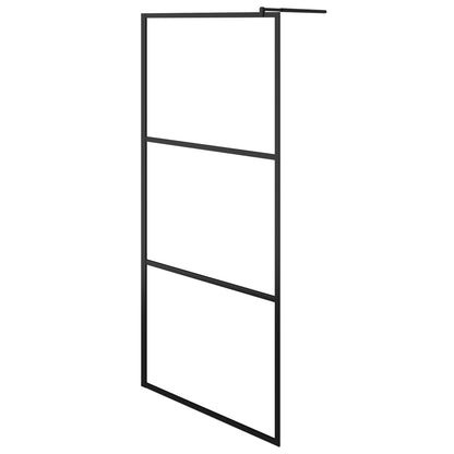 Parete Doccia Walk In Mensola Nera 80X195Cm Vetro Esg Alluminio