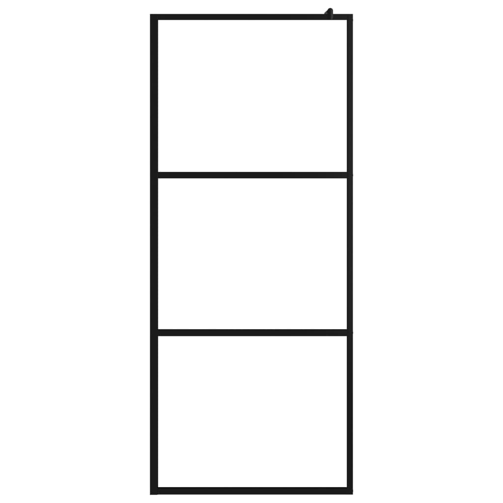 Parete Doccia Walk In Mensola Nera 80X195Cm Vetro Esg Alluminio