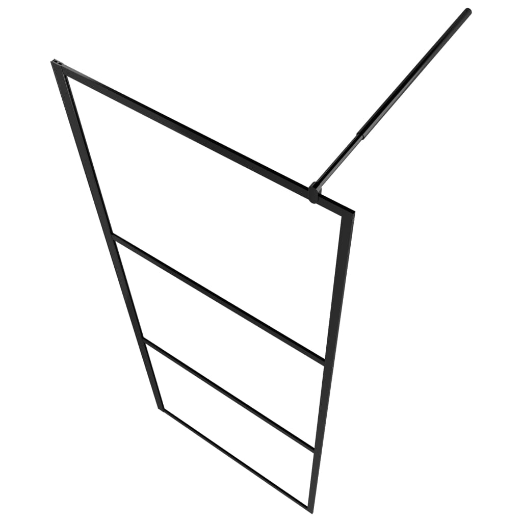 Parete Doccia Walk In Mensola Nera 80X195Cm Vetro Esg Alluminio