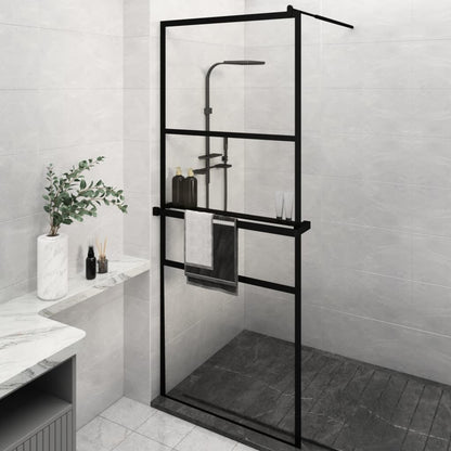 Parete Doccia Walk In Mensola Nera 80X195Cm Vetro Esg Alluminio