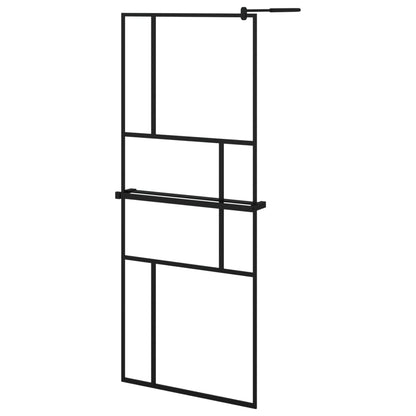 Parete Doccia Walk In Mensola Nera 80X195Cm Vetro Esg Alluminio