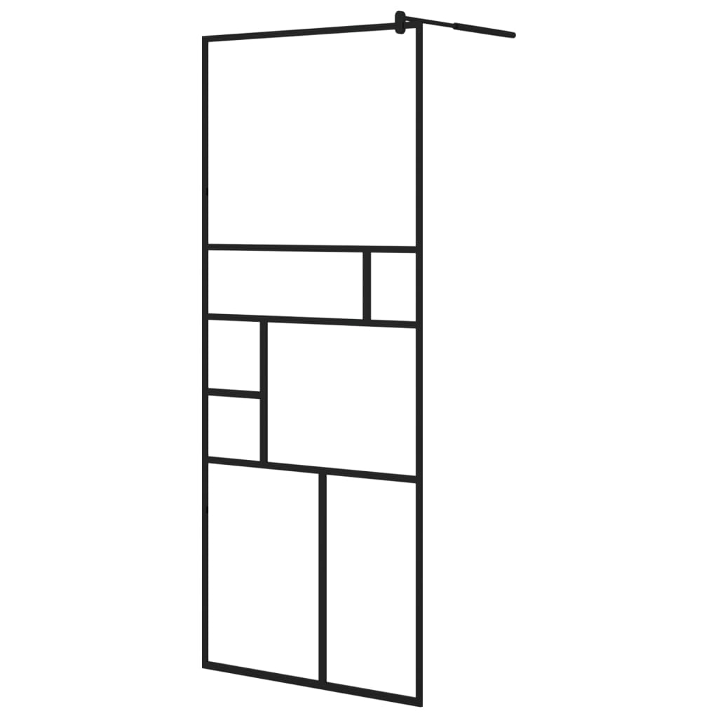 Parete Doccia Walk In Mensola Nera 80X195Cm Vetro Esg Alluminio